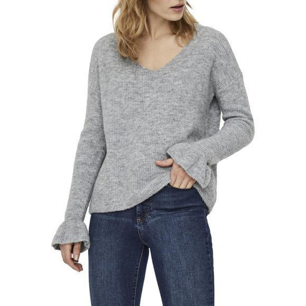 NWT Vero Moda Sweater Womens Sz M Simone Ribbed Knit Pullover Ruffle Sleeve